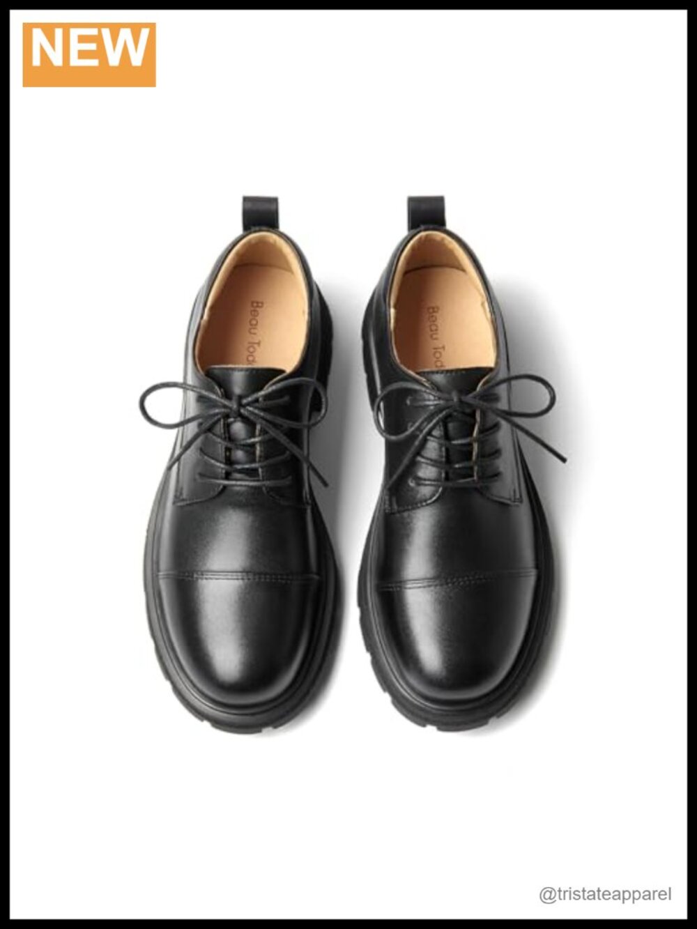 Women's Leather Oxford Shoes, Lace-Up Chunky Heel, Business Casual